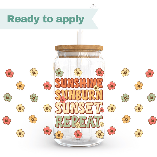 Sunshine sunset repeat - 16oz UVDTF cup wrap #0034