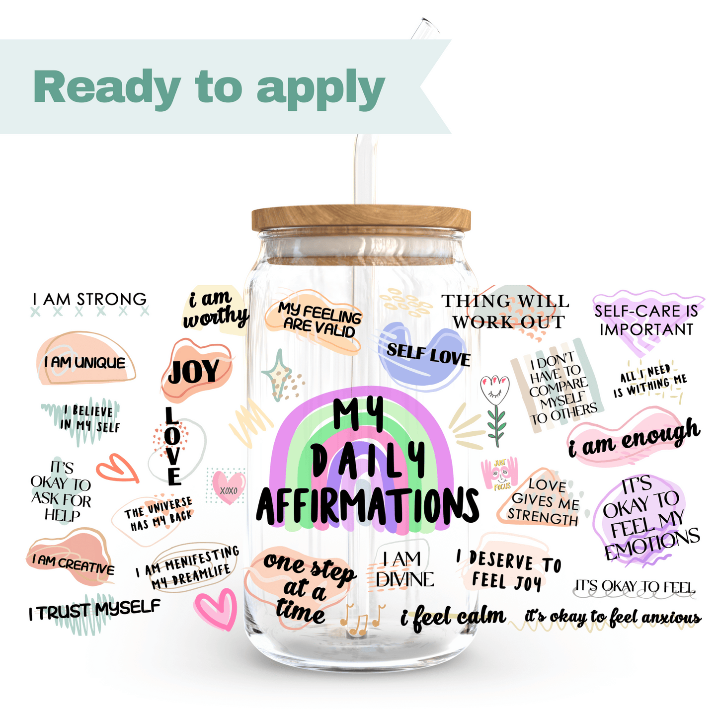 My daily affirmations (purple) - 16oz UVDTF cup wrap #0013