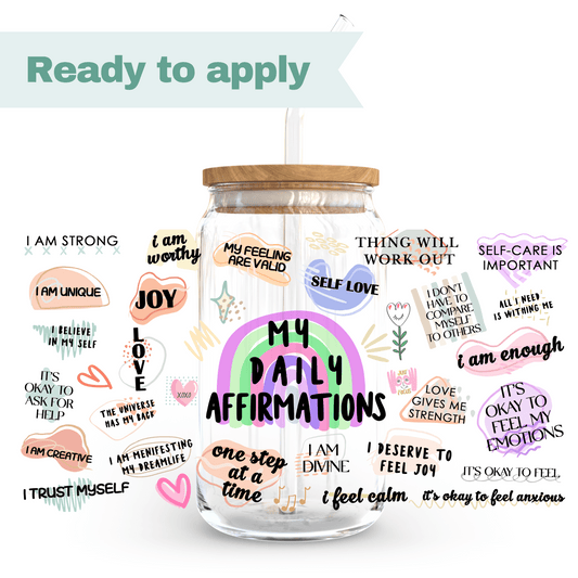 My daily affirmations (purple) - 16oz UVDTF cup wrap #0013